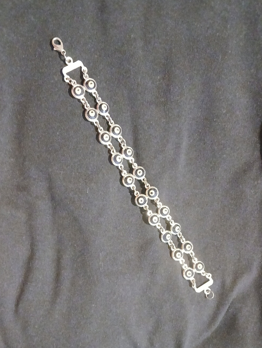 Silver Double-Row Circular Link Bracelet